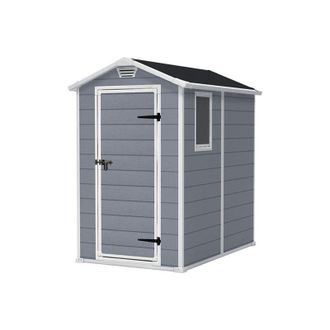 Keter Caseta De Jard&iacute;n Manor 4x6 Exterior Cobertizo De Almacenamiento Ordenaci&oacute;n Madera Acero Metal Resina 130cmx192cmx198cm Wxdxh - Keter