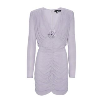 Rotate ROTATE Birger Christensen, Party Dresses, female, Purple, Size: XS Lilac Ruffle Mini Dress with V-neckline