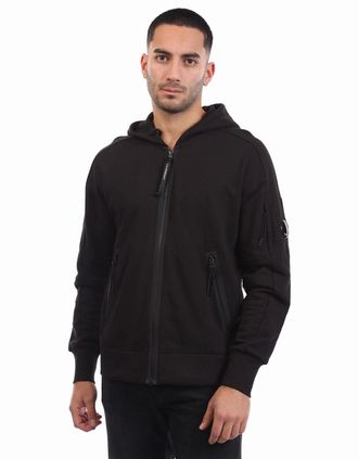 C.P. Company Mens Diagonal Raised Fleece Lens Hoodie - Black - Size: 46