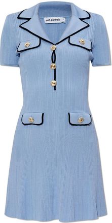 Self Portrait ribbed-knit mini dress - women - Viscose/Polyamide/Polyester/Elastane - L - Blue