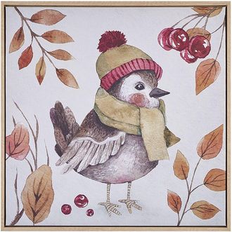 Beliani Beliani - Lienzo Cuadro De Pared 63 X 63 Cm Marco Mdf Sint&eacute;tico Formas Motivo P&aacute;jaro Moderno Cuadrado Multicolor Castro