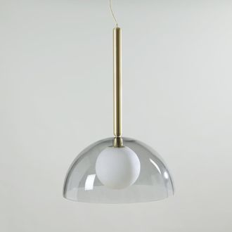 Maisons du monde L&aacute;mpara de techo acampanada de vidrio ahumado y acero dorado