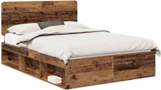vidaXL Bed Frame with Headboard Old Wood 140 x 190 cm Solid Pine Wood vidaXL