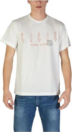 Replay Tops, Heren, Wit, S, Katoen, Katoenen T-shirt korte mouwen lente/zomer