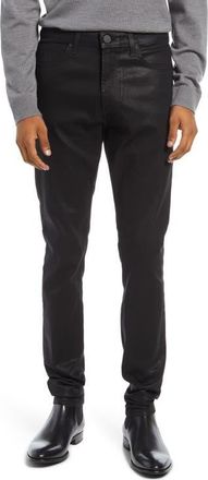 Monfrere Greyson Skinny Fit Jeans in Coated Noir at Nordstrom, Size 28 X 33