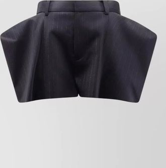 sacai pinstripe tailored shorts satin trim detail