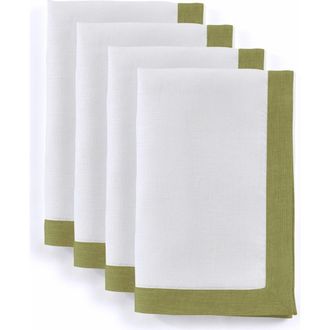 Solino Home Linen Dinner Napkins - Classic, 20 x 20 in Avocado And White at Nordstrom, Size Large