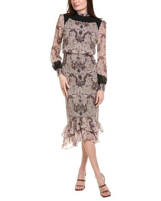 Saloni Saloni Georgette Silk Midi Dress