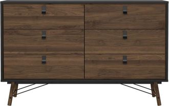 Calicosy C&oacute;moda doble de 6 cajones con L150,3 cm - Efecto Nogal y negro