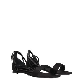 Max Mara Womens Black Satin Flat Sandals