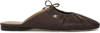 Kazar Donkerbruine slides met gekreukeld bovenwerk - Dames - Slip ons - Bruin - 41 EU - Katoen - Schoenen