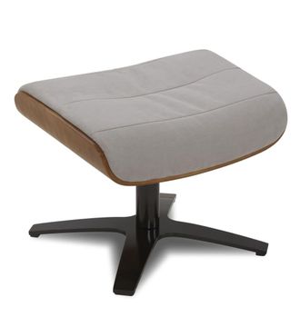 MyNewDesign Puf de tela gris y roble natural