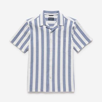 Oliver Sweeney Mens Cotton Seersucker Riviera Shirt - Blue - Size Small