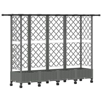 vidaXL Letto Rialzato Con Griglia E Tetto Grigio Chiaro Pp Vidaxl