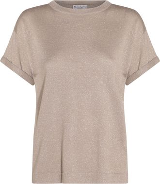 Brunello Cucinelli T-shirt met glitterdetail - Beige