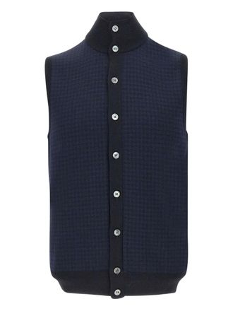 FILIPPO DE LAURENTIIS houndstooth button wool vest - men - Wool - 52 - Blue