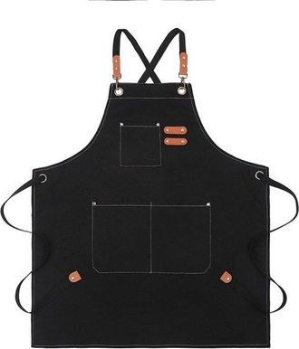 OEM Delantal De Lona, Delantal De Chef Con Tirantes Ajustables Y 3 Bolsillos, Delantal De Servicio, Cocina, Cocinar, Horno, Artista, Pintura, Cruz
