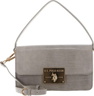 U.S.Polo Association Winton Evening Bag Flap Handle Bag Beige Lizard