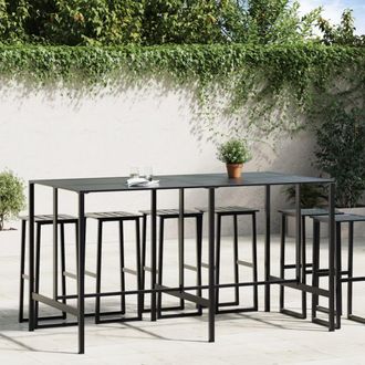 Berkfield Home Bar Table Black 200x100x110 cm Powder-coated Steel | Size: 200 x 100 x 110 cm