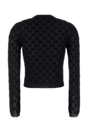 Gucci Womens Tops Cardigan Black Viscose Cotton Nylon
