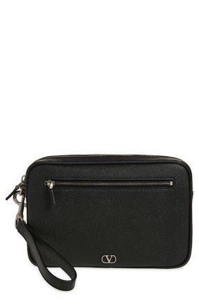 Valentino Signature VLOGO Zip Pouch in Black at Nordstrom