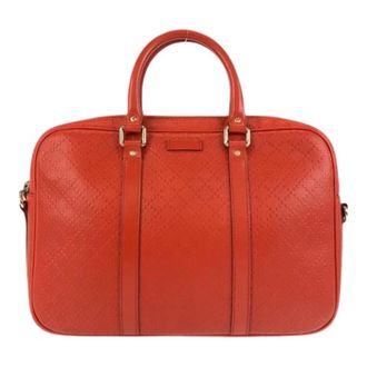 Gucci Vintage, unisex, Rood, ONE Size, Leer, Pre-owned Diamante Leder Aktetas