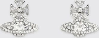 Vivienne Westwood Orecchini Mila in ottone cromato con strass incastonati