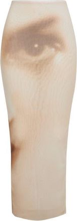 Jean Paul Gaultier Face Print Mesh Skirt in Beige at Nordstrom, Size X-Small