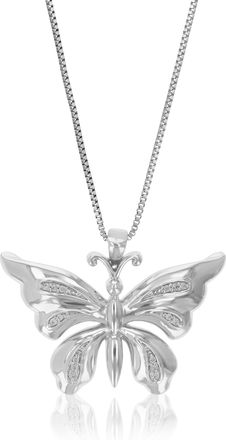 Vir Jewels 1/12 cttw Lab Grown Diamond Butterfly Pendant Necklace in Sterling Silver with Chain For Women