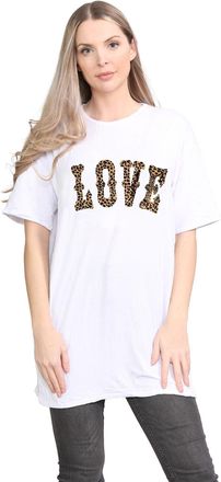 Janisramone Womens Oversized T Shirt Glitter Lips Print Crew Neckline Short Sleeves Ladies Summer Tops Loose Fit Baggy Longline T Shirts for Women UK