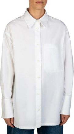 Bally Oversized White Button-Down Shirt, Brand Size 38 ( US Size 2 )