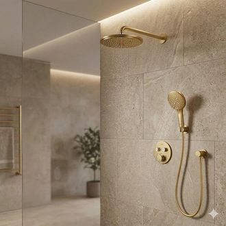 GROHE Grohtherm SmartControl Regendoucheset inbouw - hoofddouche 31cm - handdouche rond - wandarm - slang 125cm - geborsteld cool sunrise