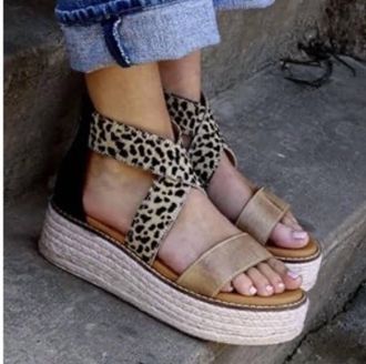 Diba Womens Day Timer Sandal In Leopard Print/ Black Leather