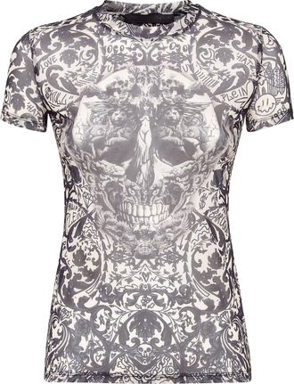Philipp Plein T-Shirt Round Neck SS Stretch Printed Tulle New Baroque