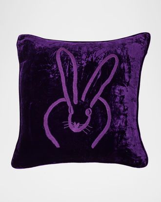 Hunt Slonem Hand Embroidered Velvet Decorative Pillow, 18 Square