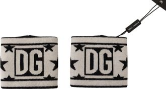 Dolce & Gabbana Mens White Black Wool Logo dgmillennials Wristband Virgin Accessory