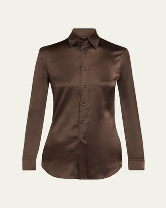 Ralph Lauren Collection Silk Classic Button-Down Shirt