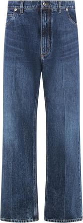 Dolce & Gabbana Blue Embroidered Loose-Fit Jeans