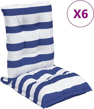vidaXL Cojines Silla Respaldo Bajo 6 Uds Tela Oxford Rayas Azul Blanco Vidaxl