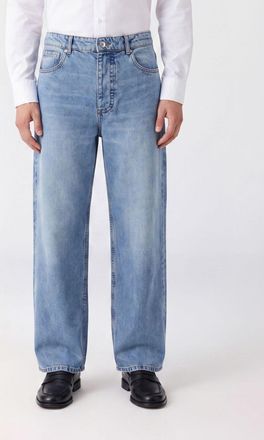 Ami Jeans baggy in denim di cotone con vita media e gamba larga