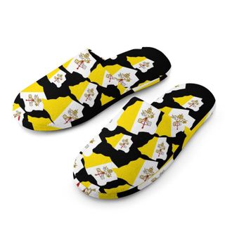 Generic Vatican Map Flag Mens Cozy Memory Foam Slippers Warm Cotton House Shoes Comfy Slipper for Indoor Outdoor