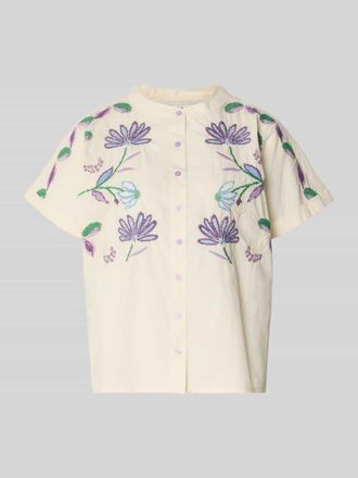 Lollys Laundry Regular Fit Bluse mit Stitchings Modell Mya in Offwhite, Gr&ouml;&szlig;e XL