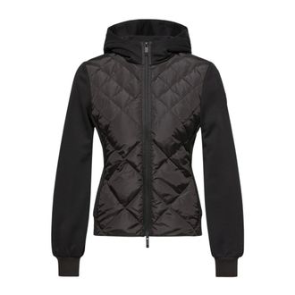 Moncler Zip-throughs, female, Black, Size: XS Cotton Fleece Padded Zip-Up Hoodie