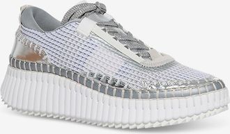 Chlo&eacute; Flache Sneakers mit Plateau aus metallisiertem H&auml;kelstoff Nama