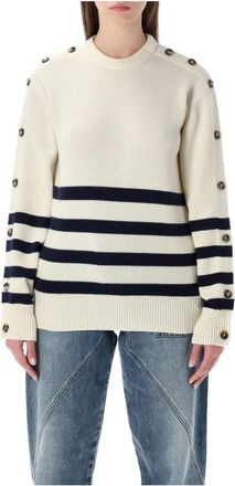 J.W.Anderson Buttoned Sleeve Breton Jumper - Dames - Ronde hals truien - Beige - M - Wol - Truien & Vesten