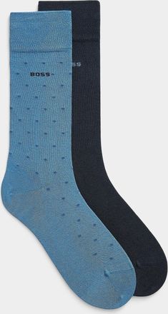 BOSS Mens Solid/dot bamboo dress socks 2-pack