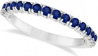 Allurez Half-Eternity Pave Blue Sapphire Stacking Ring 14k White Gold (0.95ct)