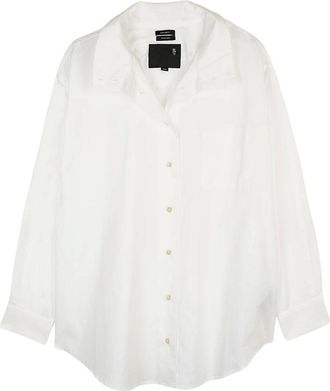R13 Overhemden, Dames, Wit, S, Katoen, Tall Collar Boyfriend Button Up