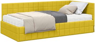 vidaXL Estructura De Cama Esquina Con Colch&oacute;n 2 Uds. Amarillo Vidaxl