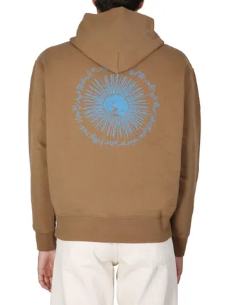 Sunflower Logo-Embroidered Cotton Hoodie - Beige